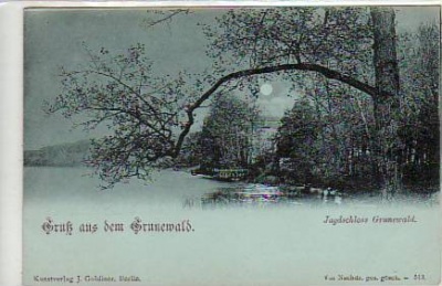 Berlin Grunewald Jagdschloss Mondschein ca 1900