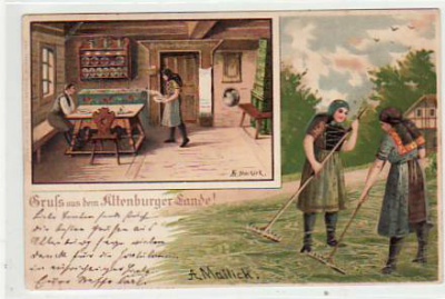Altenburg Altenburger Land Litho Trachten Künstler Mailick 1901