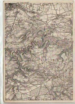 AK als Landkarte Thale Blankenburg Allrode Treseburg Harz