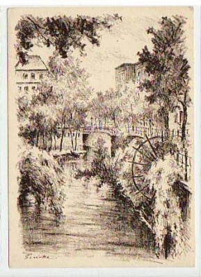 Berlin Spandau Mühlengraben Künstlerkarte Gericke ca 1940