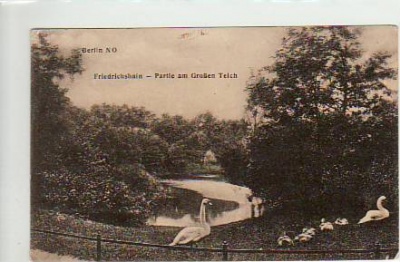 Berlin Friedrichshain Partie am Großen Teich  ca 1915