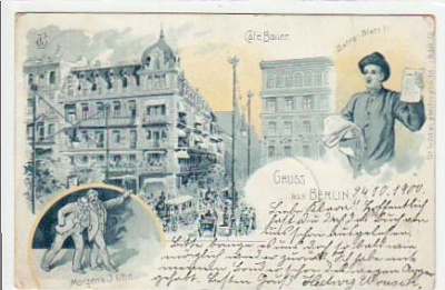 Berlin Mitte Unter den Linden Cafe Bauer 1900