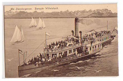 Am Starnbergersee, Motorschiff,Dampfer Wittelsbach 1918