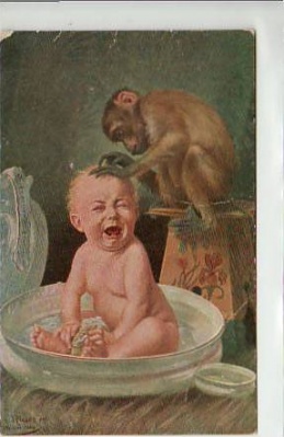 Affen und Kind Künstler Riesen Berlin 1908