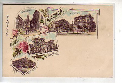 Aachen , alte Ansichtskarten , Litho Polytechnikum,Kaiserplatz
