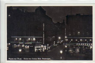 Berlin Mitte Unter den Linden bei Nacht 1938