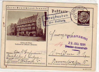 Hanau am Main Privat-Ganzsache 1935