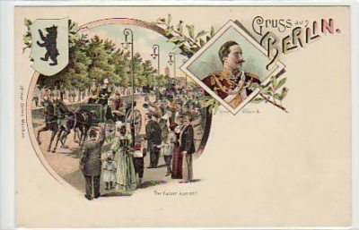 Berlin Mitte Kaiser-Besuch Litho ca 1900