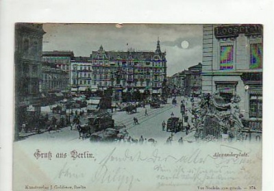 Berlin Mitte Alexanderplatz Mondschein 1898