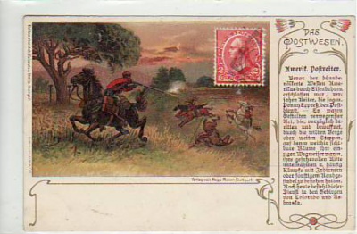 Amerika Postreiter,Postbote und Indianer Ansichtskarten ca 1900