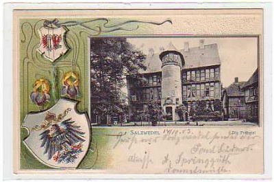 Salzwedel in der Altmark ,Prägekarte mit Wappen von 1903