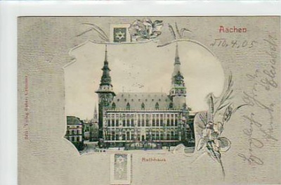 Aachen Rathaus Prägekarte 1905