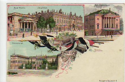 Berlin Mitte Litho Opernhaus,Universität,Zeughaus ca 1900