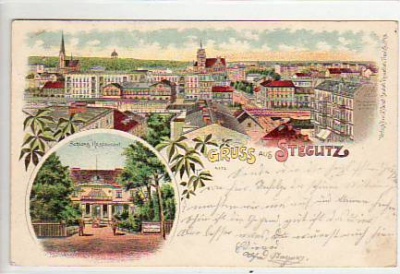 Berlin Steglitz Litho Ansichtskarte mit Bahnhof 1902