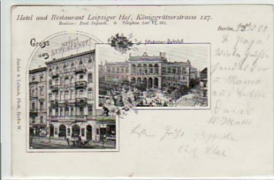 Berlin Mitte Restaurant Leipziger Hof und Potsdamer Bahnhof 1900