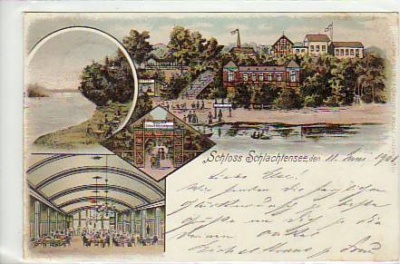 Berlin Zehlendorf Schloss Schlachtensee Litho 1901