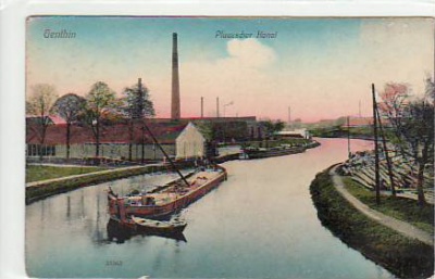 Genthin Plauescher Kanal mit Schiff ca 1915