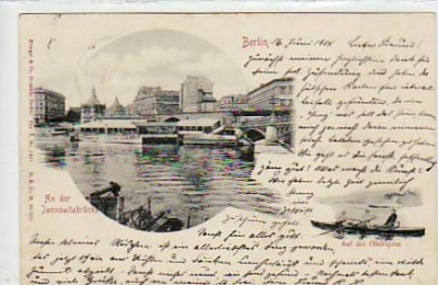 Berlin Mitte Jannowitzbrücke und Rudern auf der Spree 1904