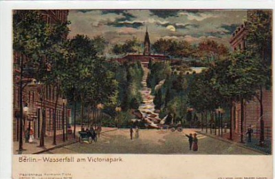 Berlin Kreuzberg Wasserfall am Victoriapark ca 1900