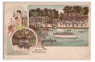 Berlin Niederschöneweide Gasthaus Neptunshain ,Litho 1901