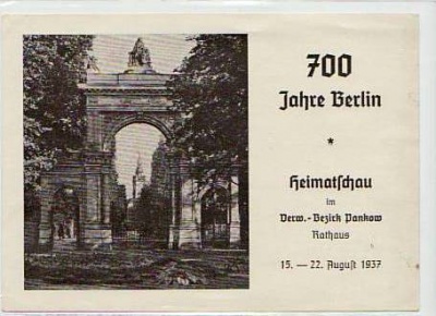 Berlin Pankow 700 Jahre Heimatschau Sonderstempel 1937