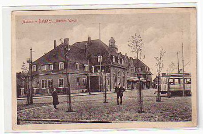 Aachen Bahnhof mit alter Strassenbahn 1915