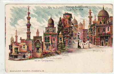 Berlin Treptow Ausstellung Litho 1896,Kairo Egypten