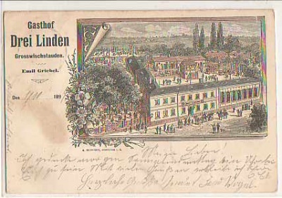 Pegau Kreis Borna Gasthof Litho von 1897