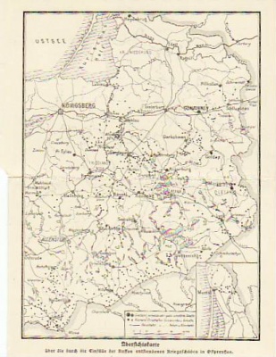 AK Landkarte Königsberg Gumbinnen Allenstein Ortelsburg Masuren