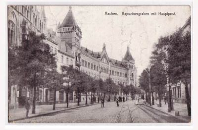 Aachen Kapuzinergraben mit Postamt 1916