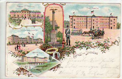Berlin Spandau Ruhleben-Train-Schülerberg-Kaserne Litho 1899
