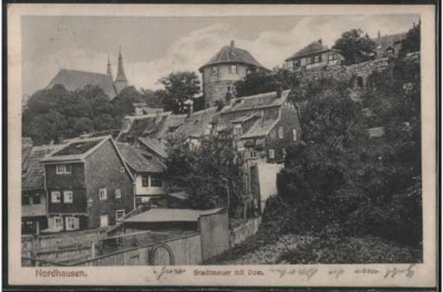 Nordhausen Stadtmauer mit Dom 1913