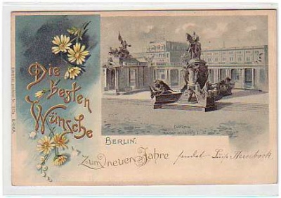 Berlin Mitte Litho Glückwunsch neujahr 1900