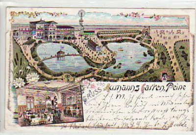Peine Litho Aumanns Garten 1898