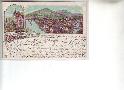 Neckargemünd Litho Ansichstkarte von 1896