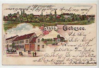 Gebesee Thüringen Litho Ansichtskarte von 1906