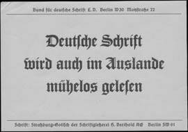 Deutsche Schrift wird auch im Auslande mühelos gelesen