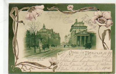 Berlin Mitte Brandenburger Tor Jugendstil AK 1899
