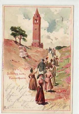 Berlin Grunewald Kaiser Wilhelm-Turm Litho 1900