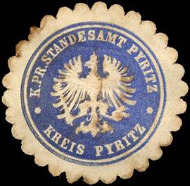 Königlich Preussische Standesamt Pyritz - Kreis Pyritz