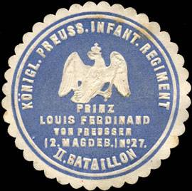 Königlich Preussische Infanterie Regiment Prinz Louis Ferdinand von Preussen (2. Magdeburger) No. 27, II. Bataillon