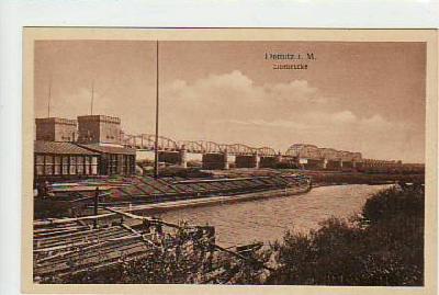 Dömitz an der Elbe Brücke Frachtschiff ca 1925