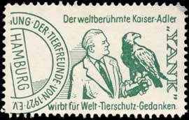 Der weltberühmte Kaiser-Adler Yank wirbt für den Welt-Tierschutz