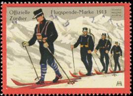 Soldaten auf Ski - Schweiz Militär Aviatik