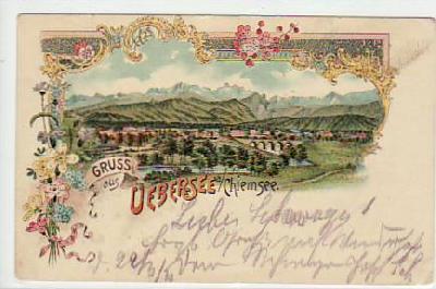 Uebersee Übersee, Chiemsee , Bayern Litho ca 1905