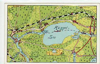 Berlin Müggelsee Köpenick Grünau AK als Landkarte vor 1945