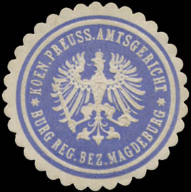 K.Pr. Amtsgericht Burg Reg. Bez. Magdeburg