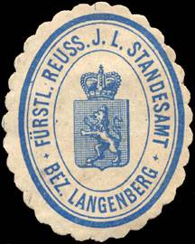 Fürstlich Reuss. J. L. Standesamt - Bezirk Langenberg
