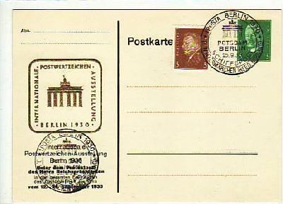 Berlin Privat-Ganzsache Postwertzeichen Ausstellung 1930 PP117C3