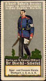 Albert Schulz Dresden, Sieger im internationalen Armee - Gepäck - Marsch. Berlin am 9. Oktober 1910 mit Dr. Diehl - Stiefel